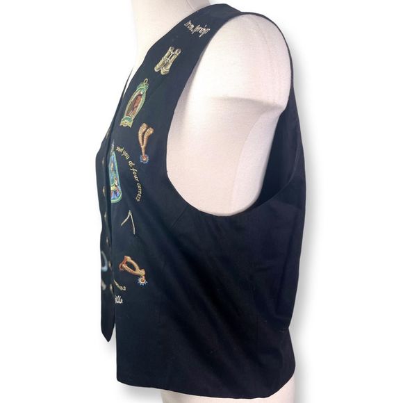 1980's Carol Horn Western Embroidered Rodeo Vest- Cowgirl - Barrel Racer- Horses - Picture 5 of 7